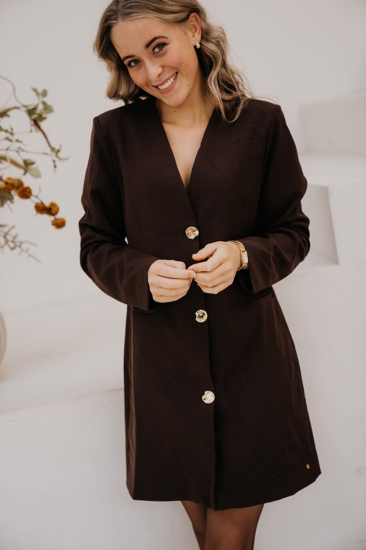 Carin blazer dress brown
