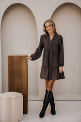 Kikki check dress brown