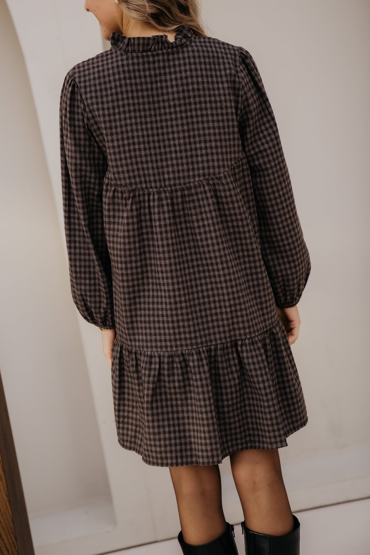 Kikki check dress brown