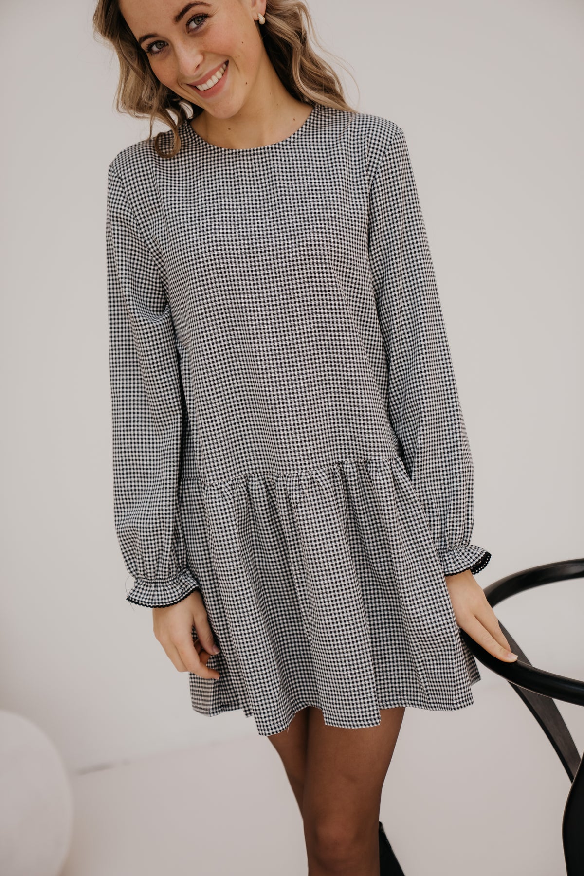 Katy check dress black