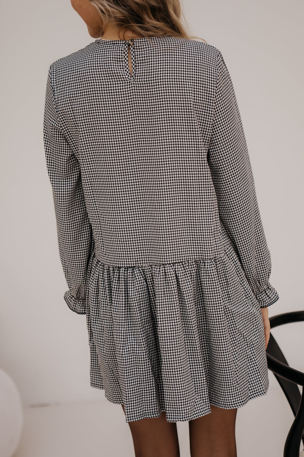 Katy check dress black