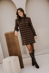 Karin check dress brown