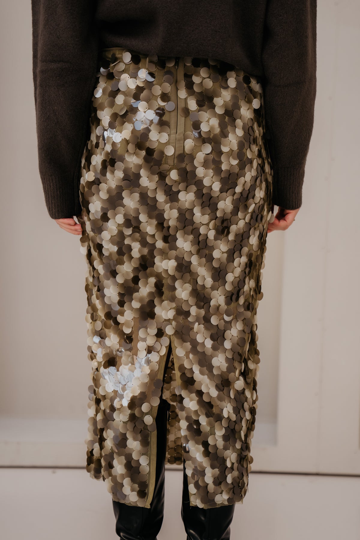 RheaCC Sequin skirt Dusty Army
