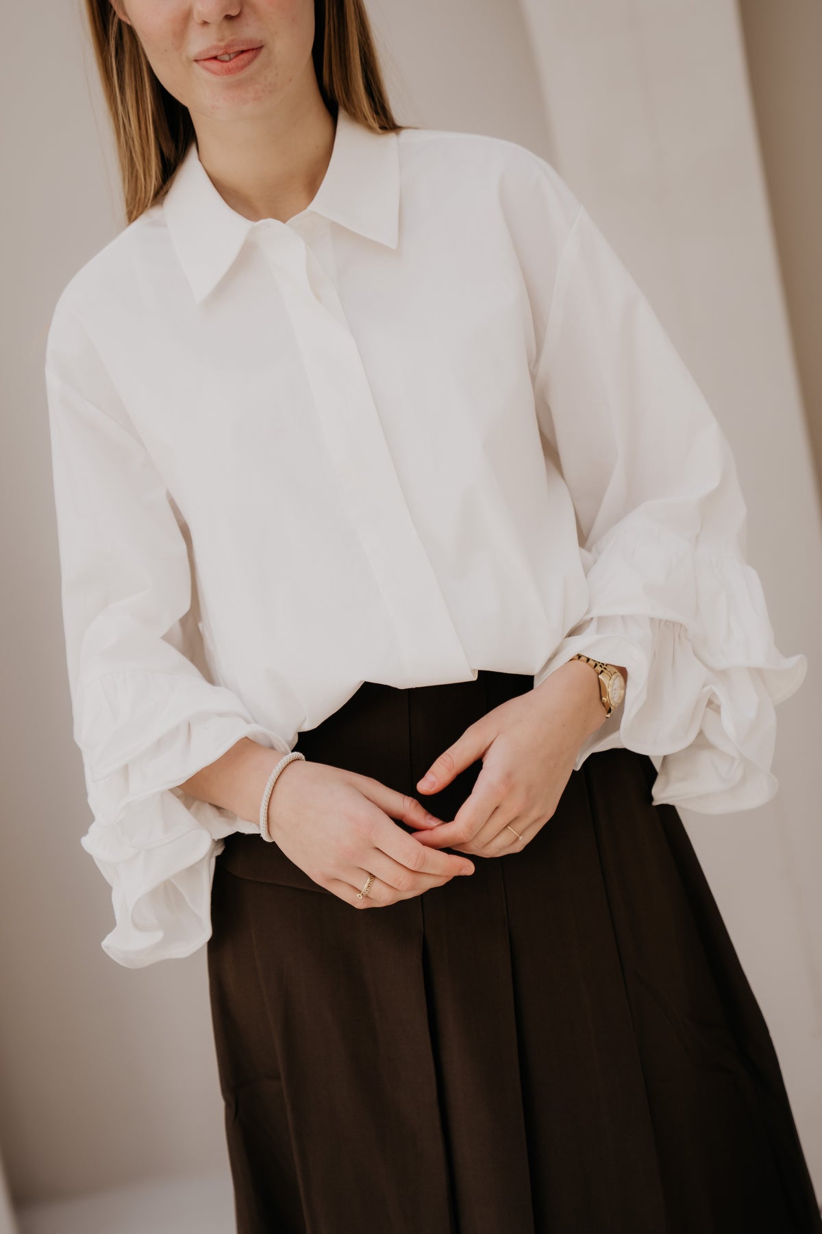 HalenCC Flare shirt white