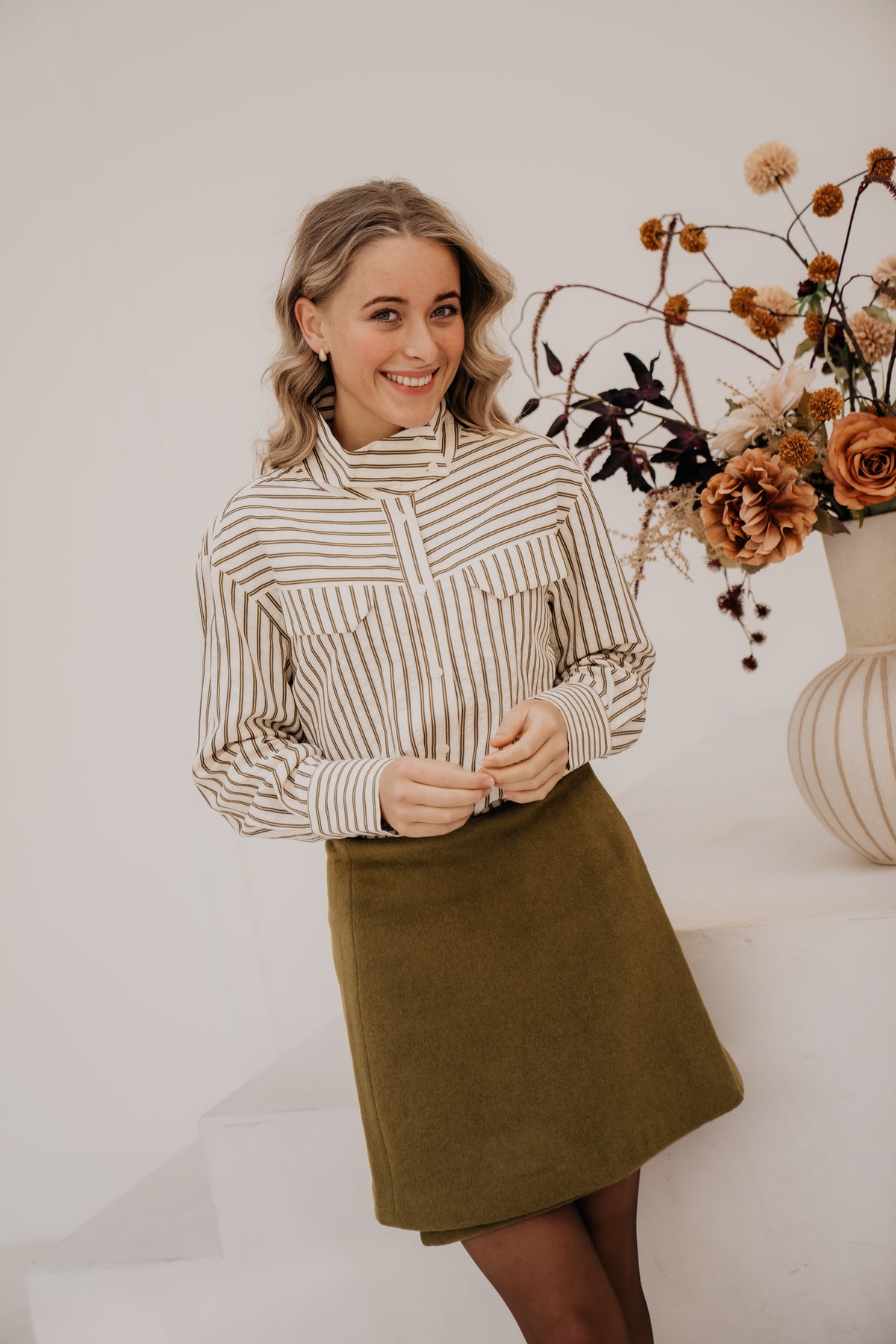 AndyCC stripe Pocket shirt Dusty Army