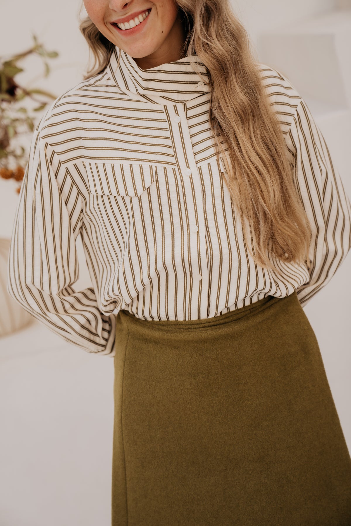 AndyCC stripe Pocket shirt Dusty Army