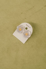 BOW19 Earrings Flower Small Silver glitter