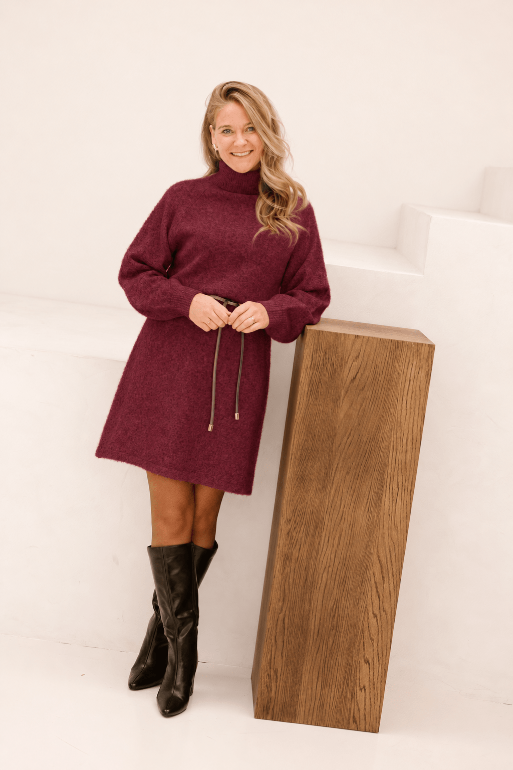Adora sweater dress bordeaux - Bij Keesje - Bij Keesje - Jurk