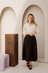 Anais Poplin Skirt Chocolate Brown