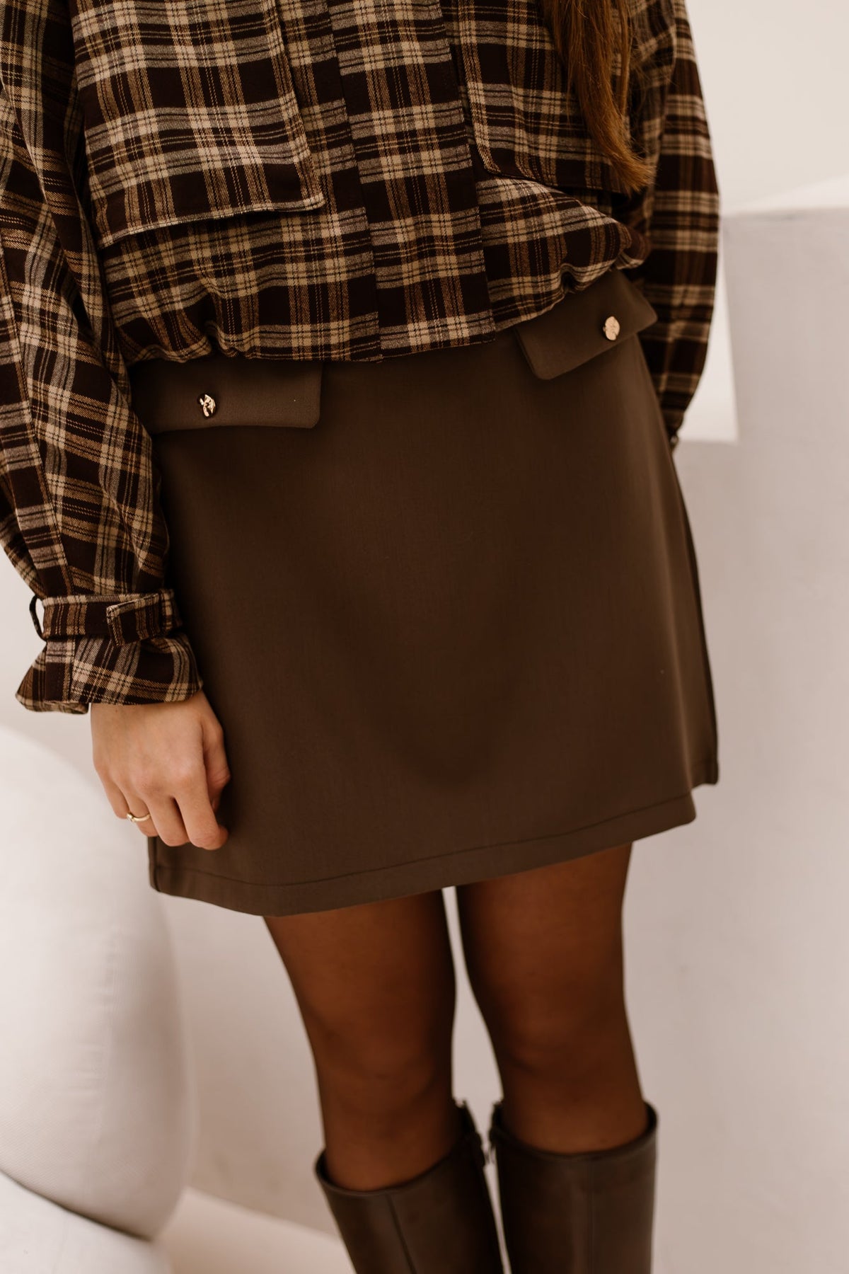 Aria button skirt brown - Bij Keesje - Bij Keesje - Rok