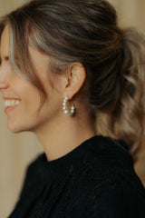 BOW19 Bead pearl hoops M