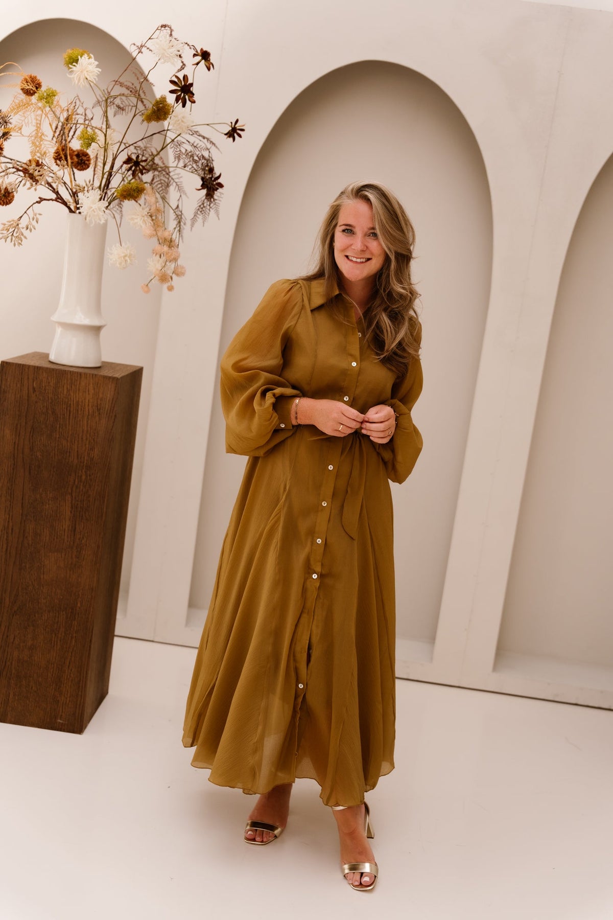 Bertina Jurk Khaki - Bij Keesje - Bij Keesje - Jurk