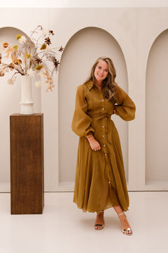 Bertina Jurk Khaki - Bij Keesje - Bij Keesje - Jurk