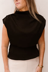 Bobby Top Satin Look Black