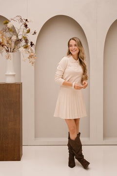 Britt plooi rok beige - Bij Keesje - Bij Keesje - rok