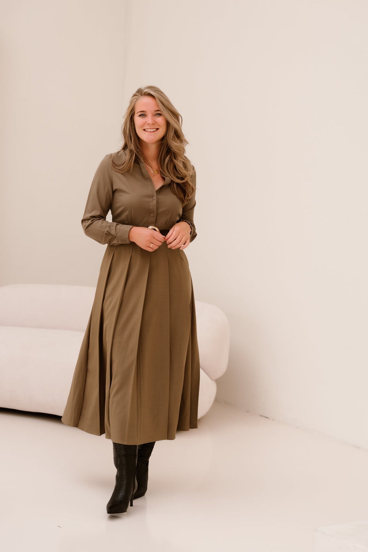 Brittni Western Dress Khaki - Bij Keesje - Bij Keesje - Jurk