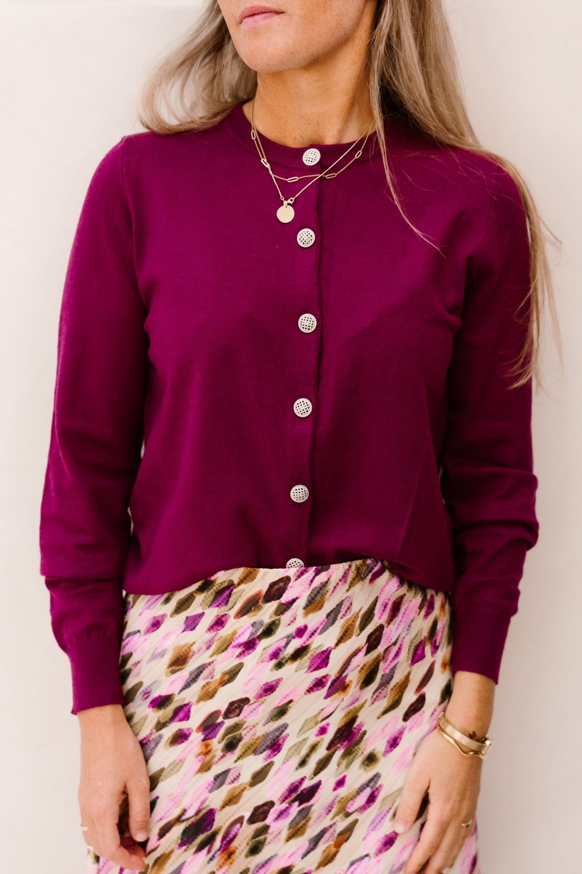 Cardigan magenta - 202903 - Bij Keesje - mi piace - vest