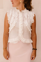 Celia ruffle top white