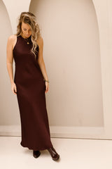 Celinie Heavy sateen dress burgundy