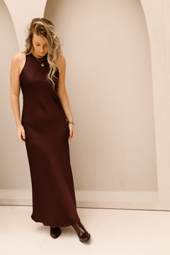 Celinie Heavy sateen dress burgundy - Bij Keesje - Neo Noir - Jurk