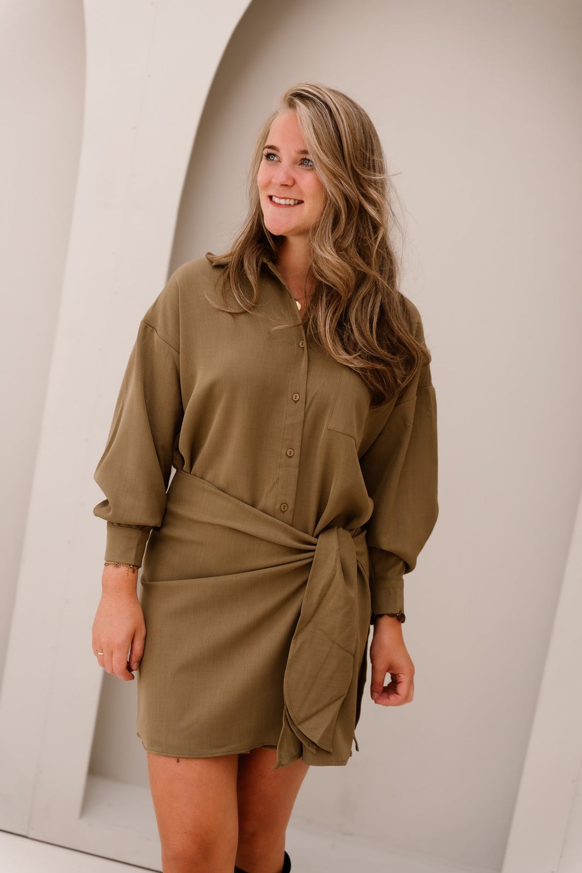 Coco blouse dress khaki - Bij Keesje - Bij Keesje - jurk