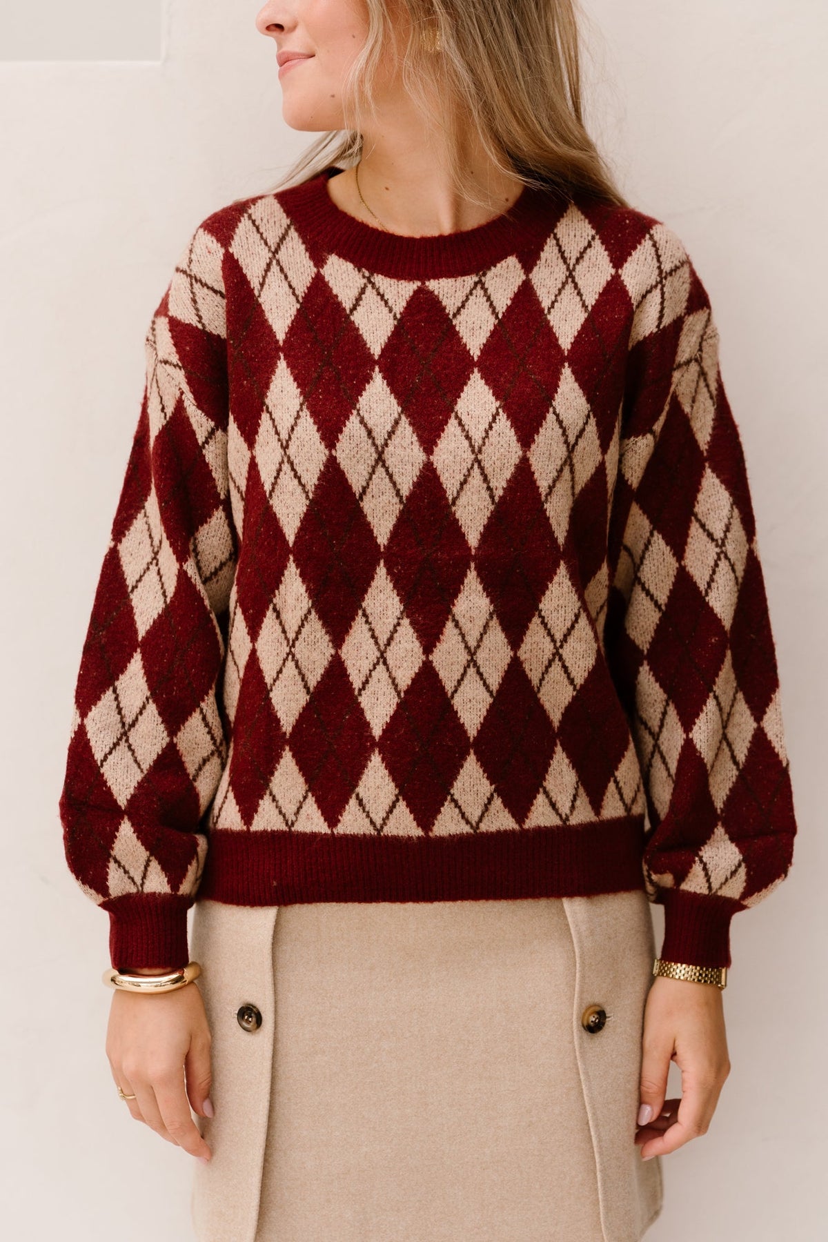 Delilah Knitted Sweater Dark Cherry - Bij Keesje - YDENCE - Trui