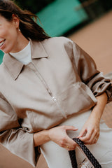 Denielle Heavy Sateen Jacket Dark Taupe