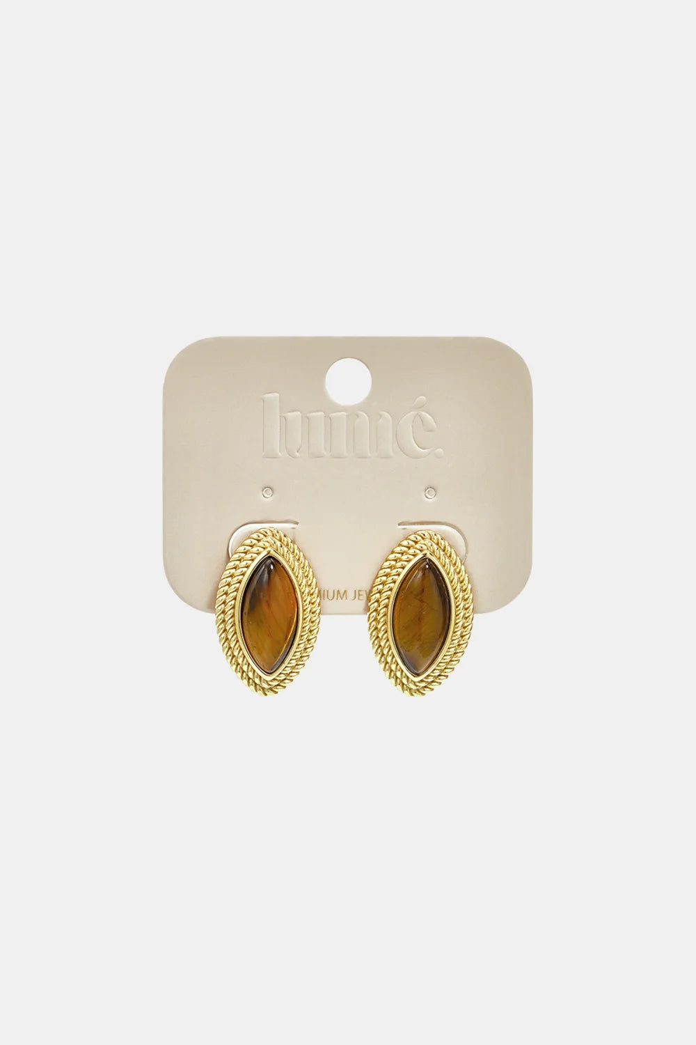 Oorbellen Theresa gold stud brown