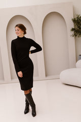 Dress Gathering Lurex Stretch Black 28701