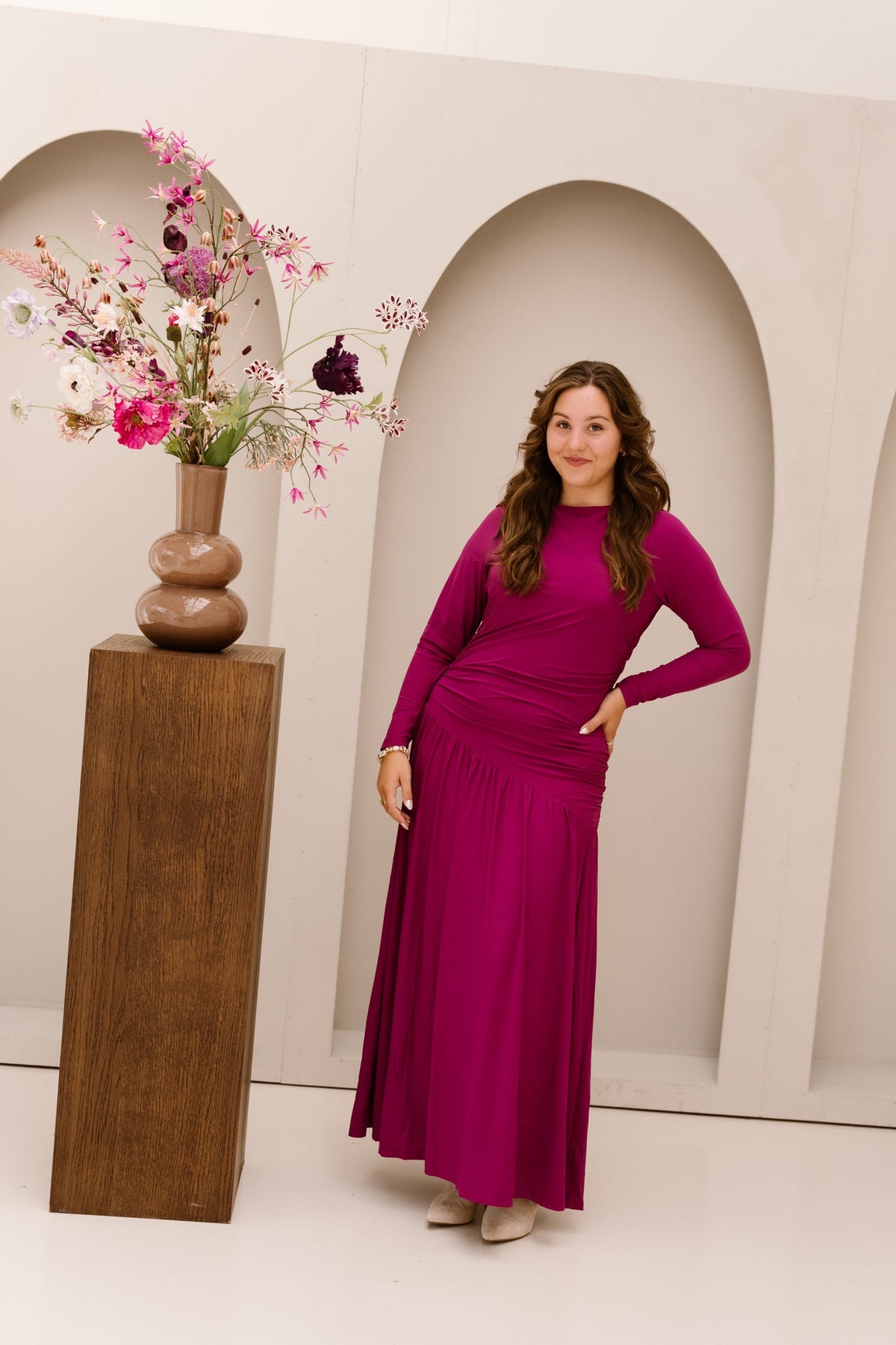 Dress long light magenta - 202867 - Bij Keesje - mi piace - jurk