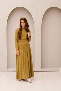 Dress Long Light Olive Oil - 202867 - Bij Keesje - mi piace - jurk