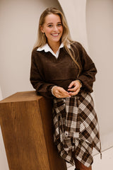 Ebby check skirt brown