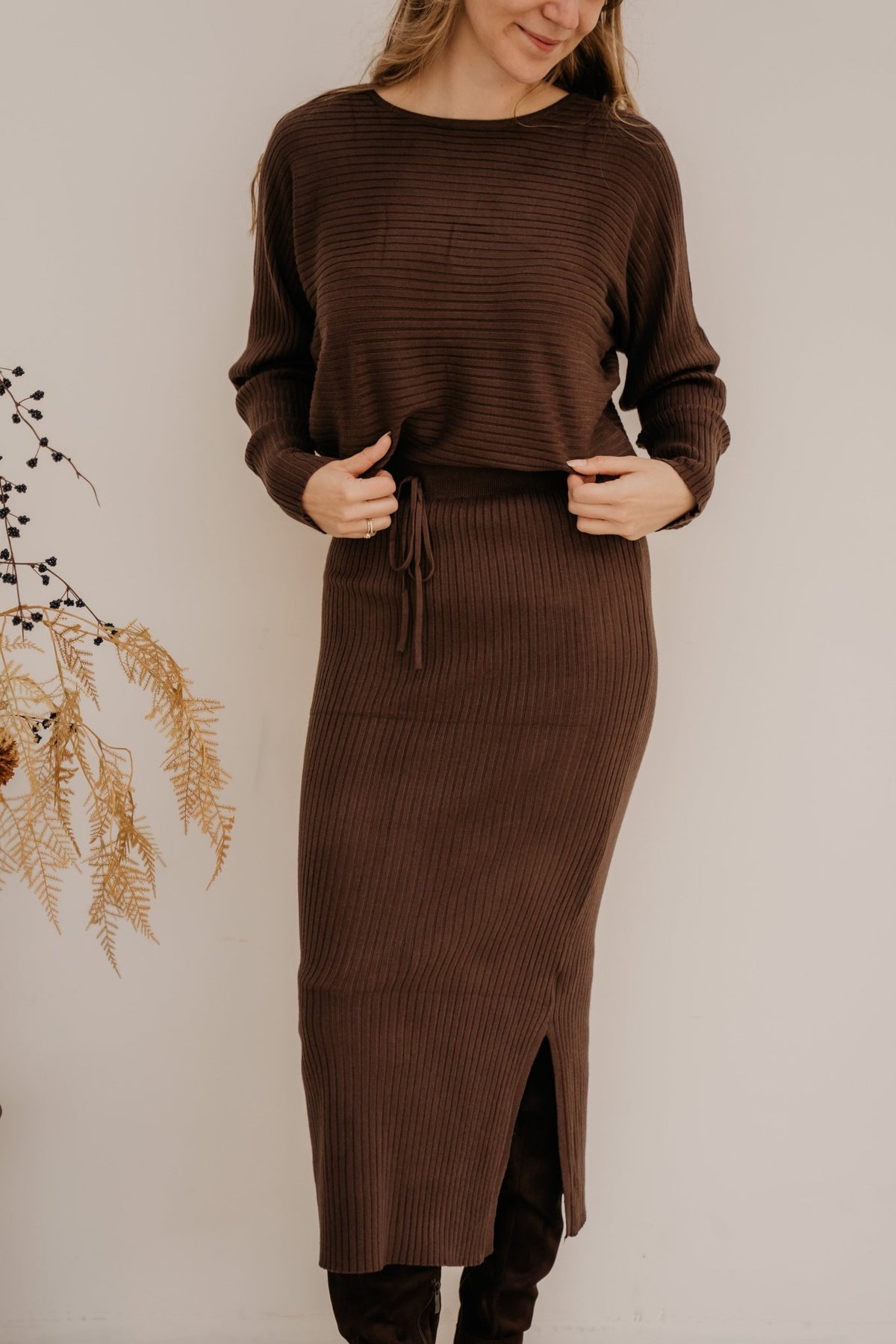 Eileen knit set coffee - Bij Keesje - Bij Keesje - Set