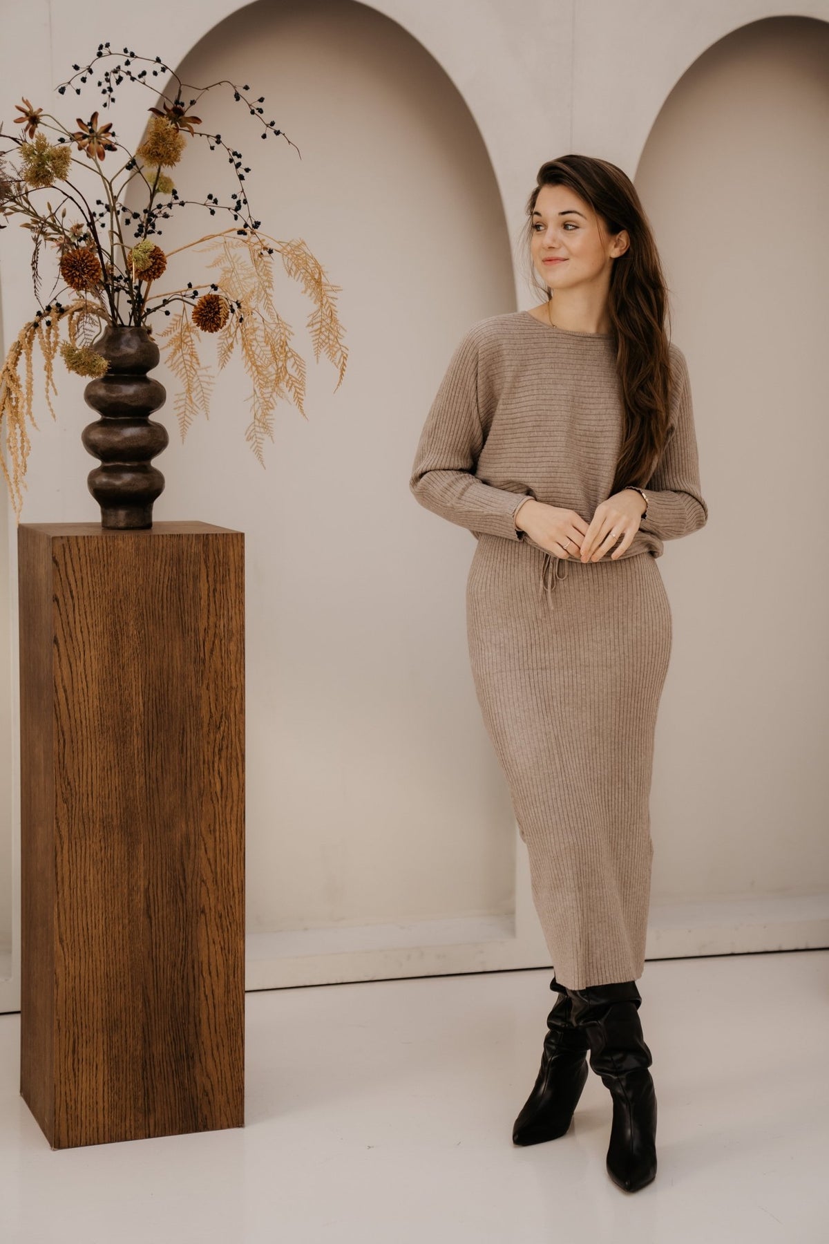 Eileen knit set taupe - Bij Keesje - Bij Keesje - Set