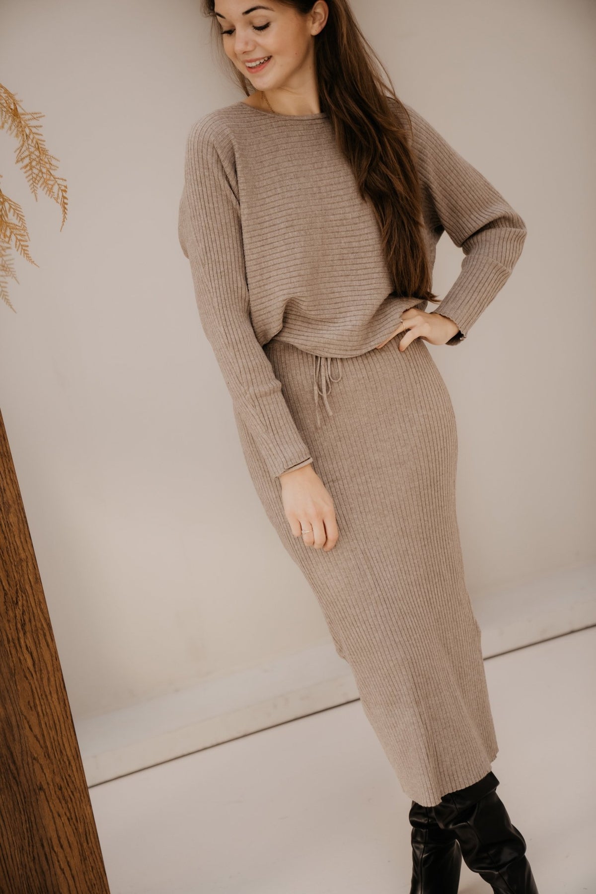 Eileen knit set taupe - Bij Keesje - Bij Keesje - Set