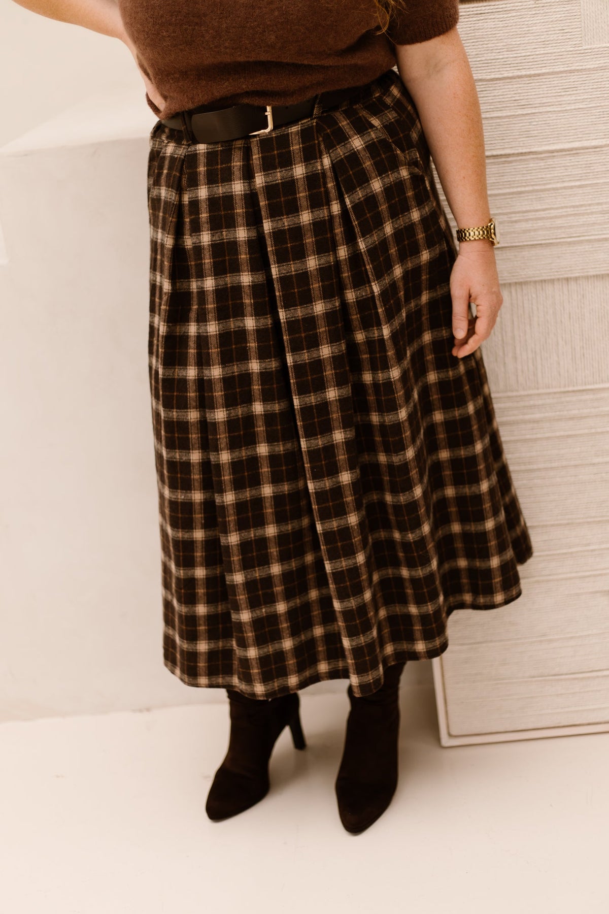Elke check skirt brown - Bij Keesje - Bij Keesje - Rok