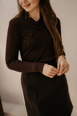 Emmie knot button top brown