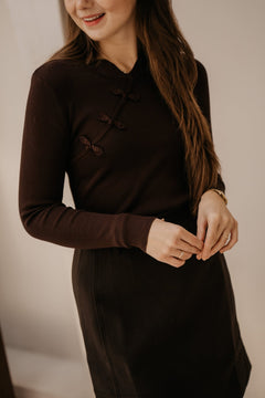 Emmie knot button top brown - Bij Keesje - Bij Keesje - Top