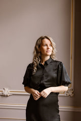 Etta Heavy Sateen Shirt Black