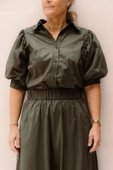 Etta Poplin Shirt Army