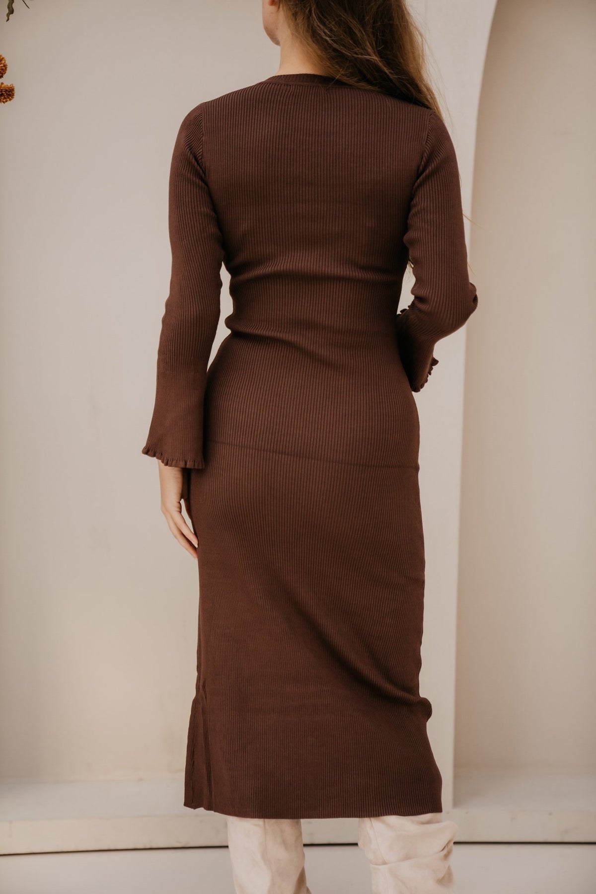 Evelyn knit maxi dress coffee - Bij Keesje - Bij Keesje - Jurk