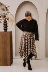 Evianne check maxi skirt brown
