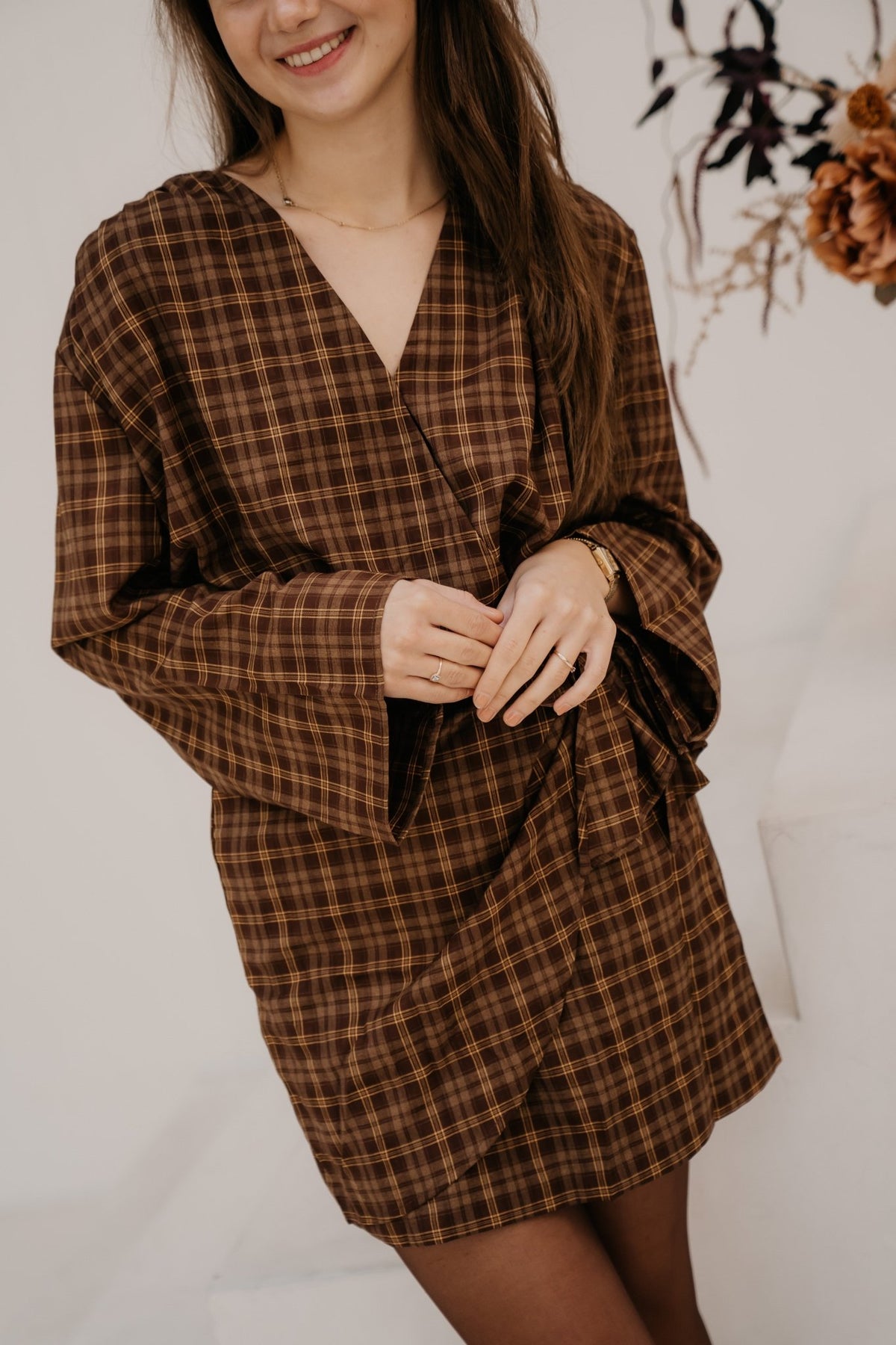 Fraukje check dress brown - Bij Keesje - Bij Keesje - Jurk