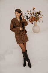 Fraukje check dress brown