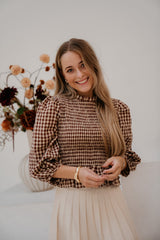 Gaby ruit top brown