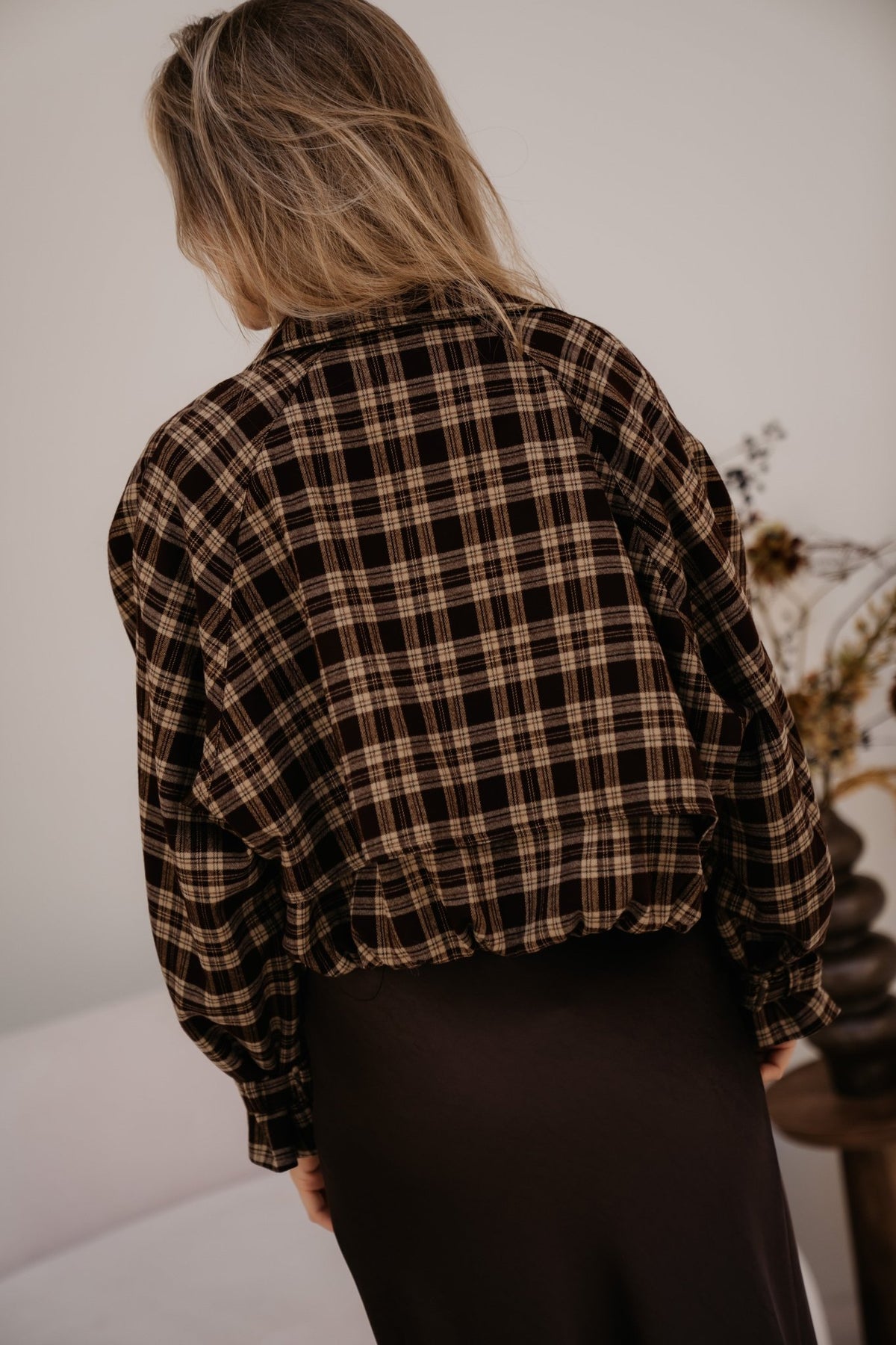 Gijsje ruit bomber brown - Bij Keesje - Bij Keesje - Jas
