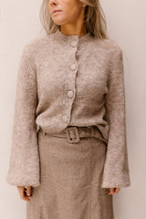 Gio fluffy knit cardigan - Beige melange