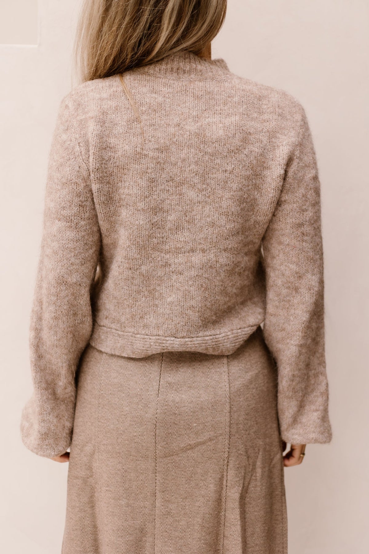 Gio fluffy knit cardigan - Beige melange - Bij Keesje - Neo Noir - vest