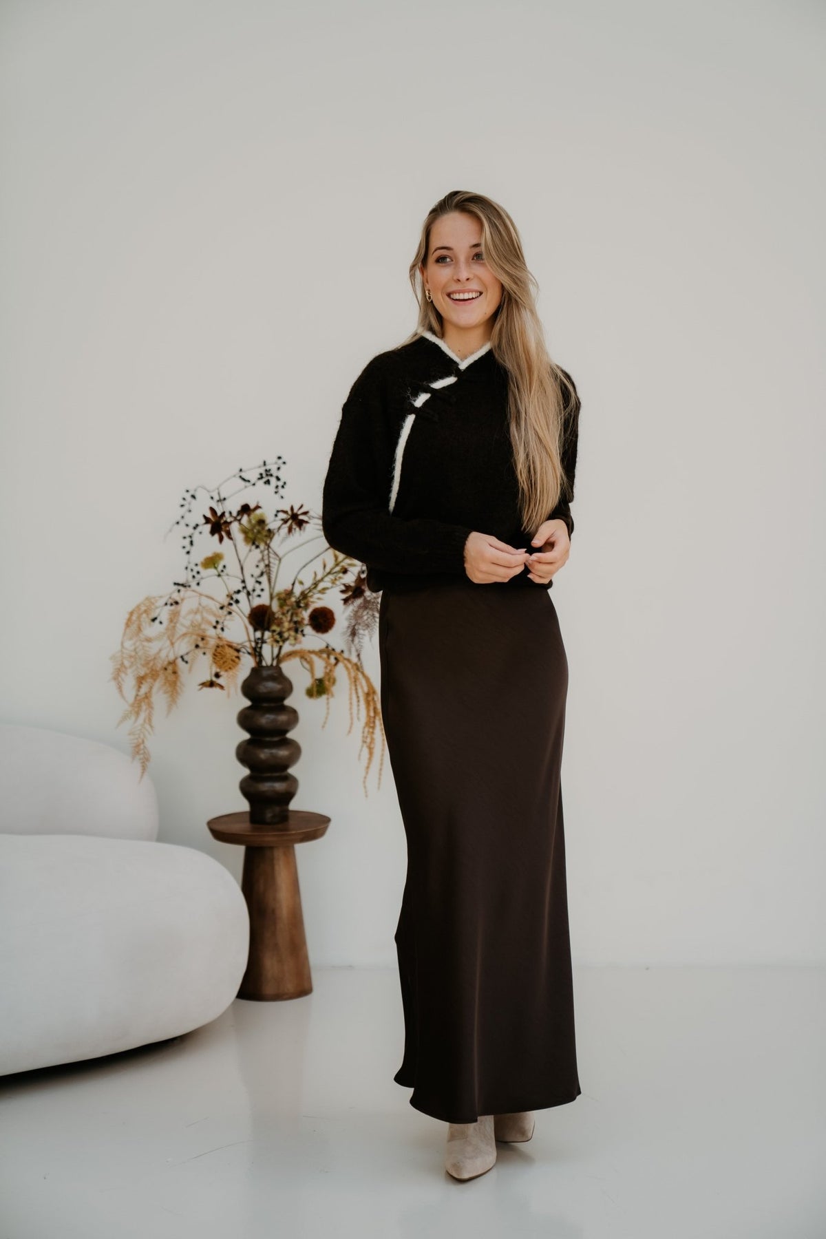 Gitte sweater choco - Bij Keesje - Bij Keesje - Trui