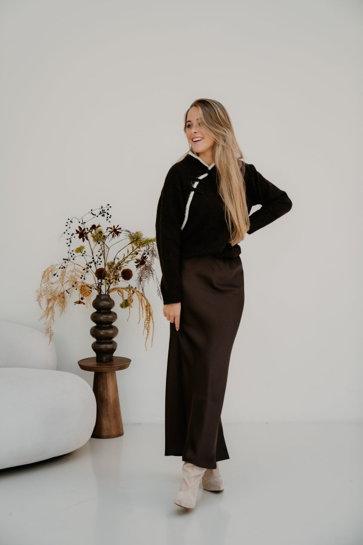 Gitte sweater choco - Bij Keesje - Bij Keesje - Trui